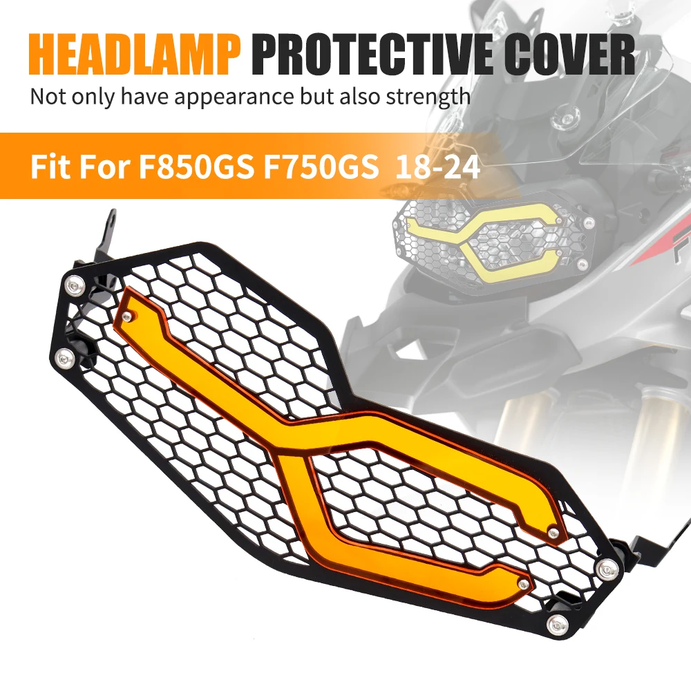 Fit For BMW F750GS F850GS 2018-2024 Motorcycle Headlight Protector Mesh Headlight Accessories Color Changing Acrylic Strips