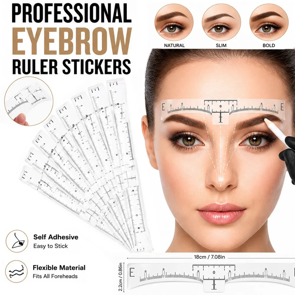 100/50/30/10pcs Eyebrow Ruler Stickers Disposable Adhesive Eyebrow Measurement Stencil for Microblading Permanent Makeup Tools