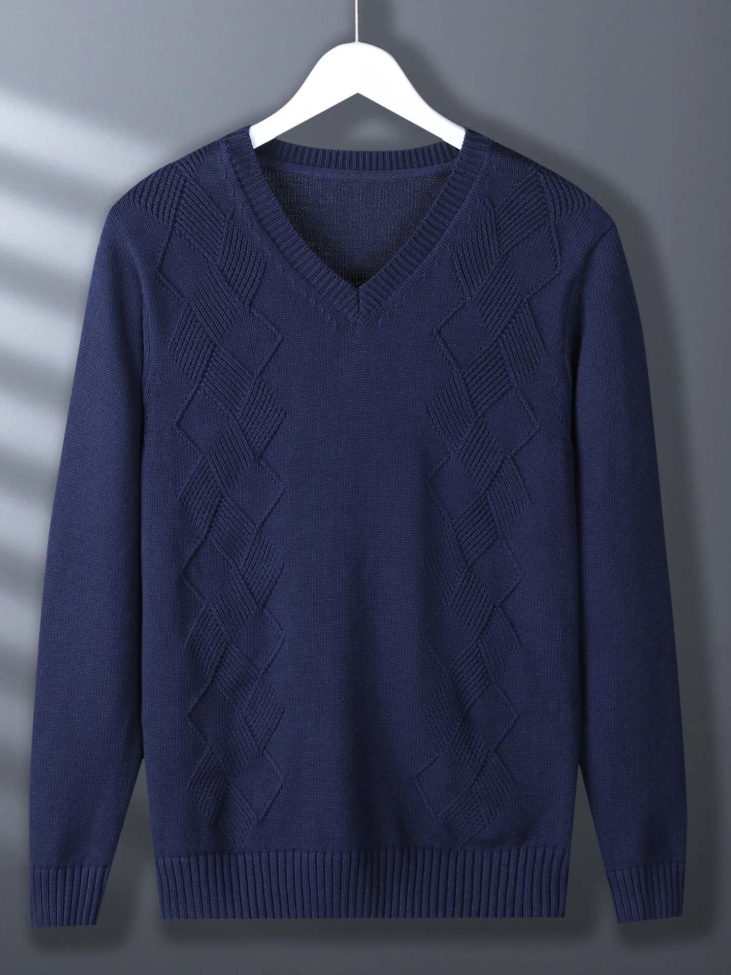 

Men's Long Sve Knitted Sweater Faionable Pure Color V-Ne Tassel Head Design Slim Fit Autumn Winter New Arrival