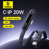 Baseus MVP3 Elbowed 20W USB C Cable For iPhone 14 13 12 LED USB Cable Type C for iPad Pro Fast Charging Data Wire