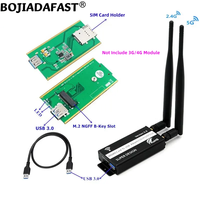 USB 3.0 Connector NGFF M.2 Key-B Wireless Adapter 1 SIM Card Holder With 2 Antennas + Protective Case For 3G 4G LTE Modem Module