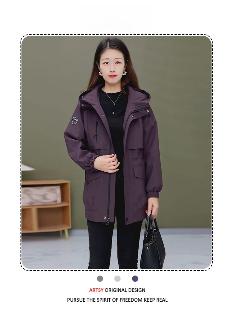 เสื้อฮู้ดสไตล์เกาหลีลำลองสำหรับผู้หญิง ทรงหลวม ไซส์ใหญ่ เหมาะสำหรับต้นฤดูใบไม้ร่วง ให้ความรู้สึกสบายๆ ทันสมัย