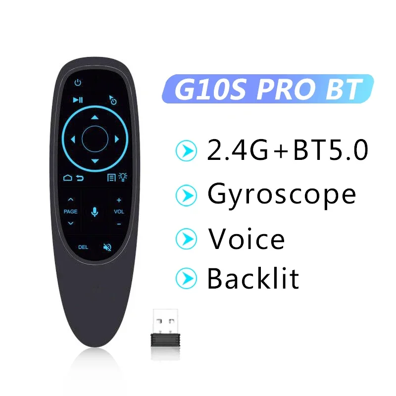 G10S PRO BT Sprachfernbedienung 2,4 G mit BT5.0 Wireless Air Mouse Gyroskop Smart Remote Hintergrundbeleuchtung für PC Smart Android TV