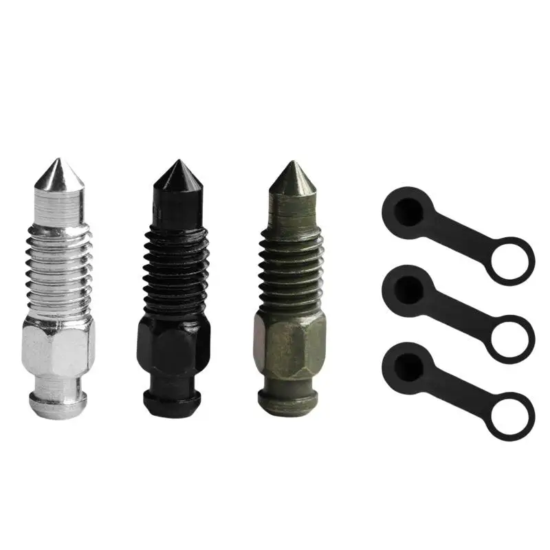 New 1Set Motorcycle Brake Pump Calipers Exhaust Bleed Screw With Rubber Dust Cap For Moped Scooter