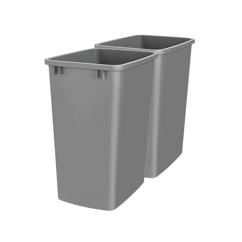 Rev-A-Shelf Polymer Replacement 35 Quart Trash Bin Recycle Waste Garbage Container for Kitchen Cabinet Pullouts, Silver