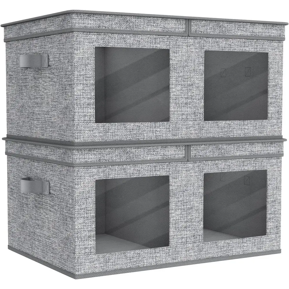 

Large Foldable Fabric Storage Bins with lids [2-Pack] Collapsible Closet Storage Box for Clothes, Closet Organizer with Handles,