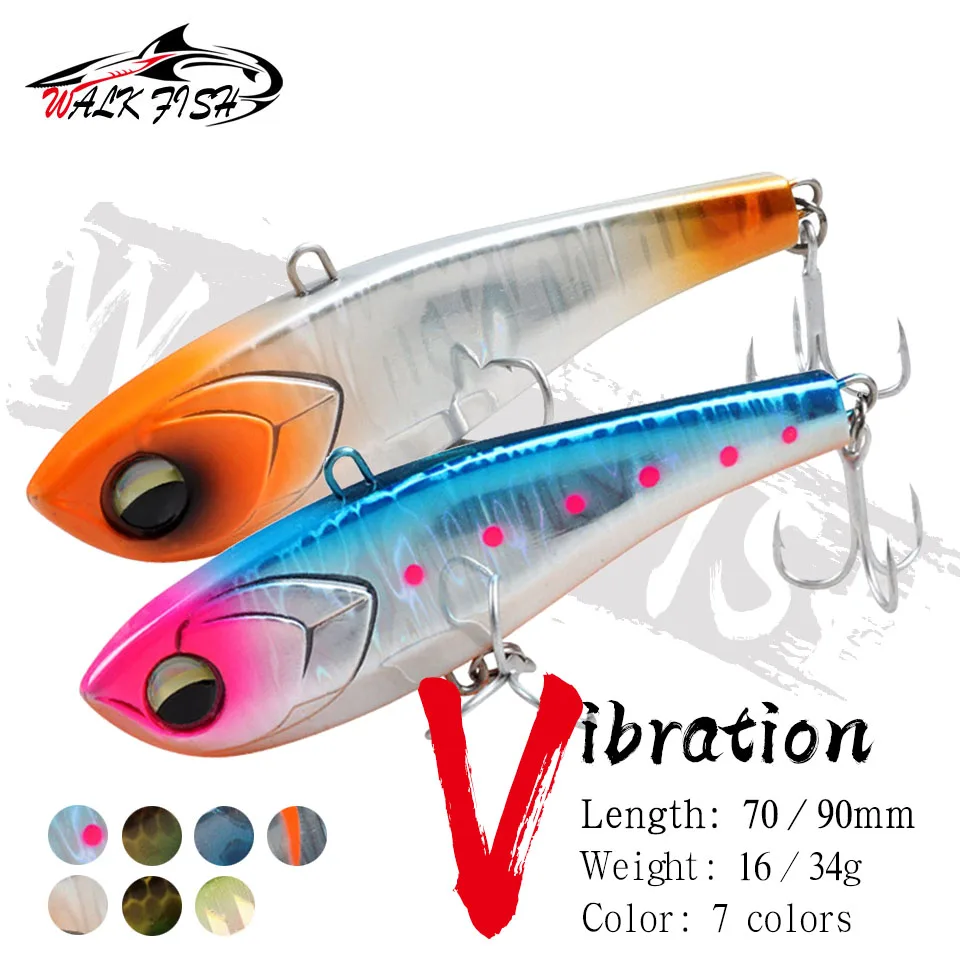 WALK FISH Winter Fishing High Pitch VIB Lures 16g 34g Rattling Sinking Vibration High Quality Laser Pesca Bass Tuna Bluefish