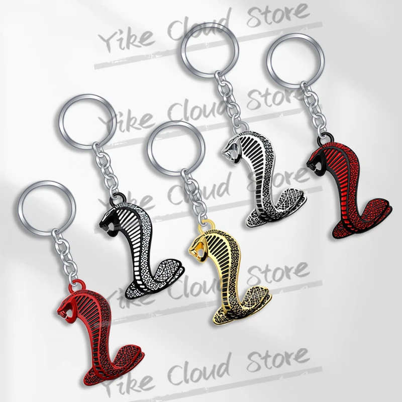 Snake Cobra Emblem Car Keychain Badge For Cobra Shelby GT500 GT350 MK3 MK4 MK5 Motorcycle Keyring Metal Key Chain Ring