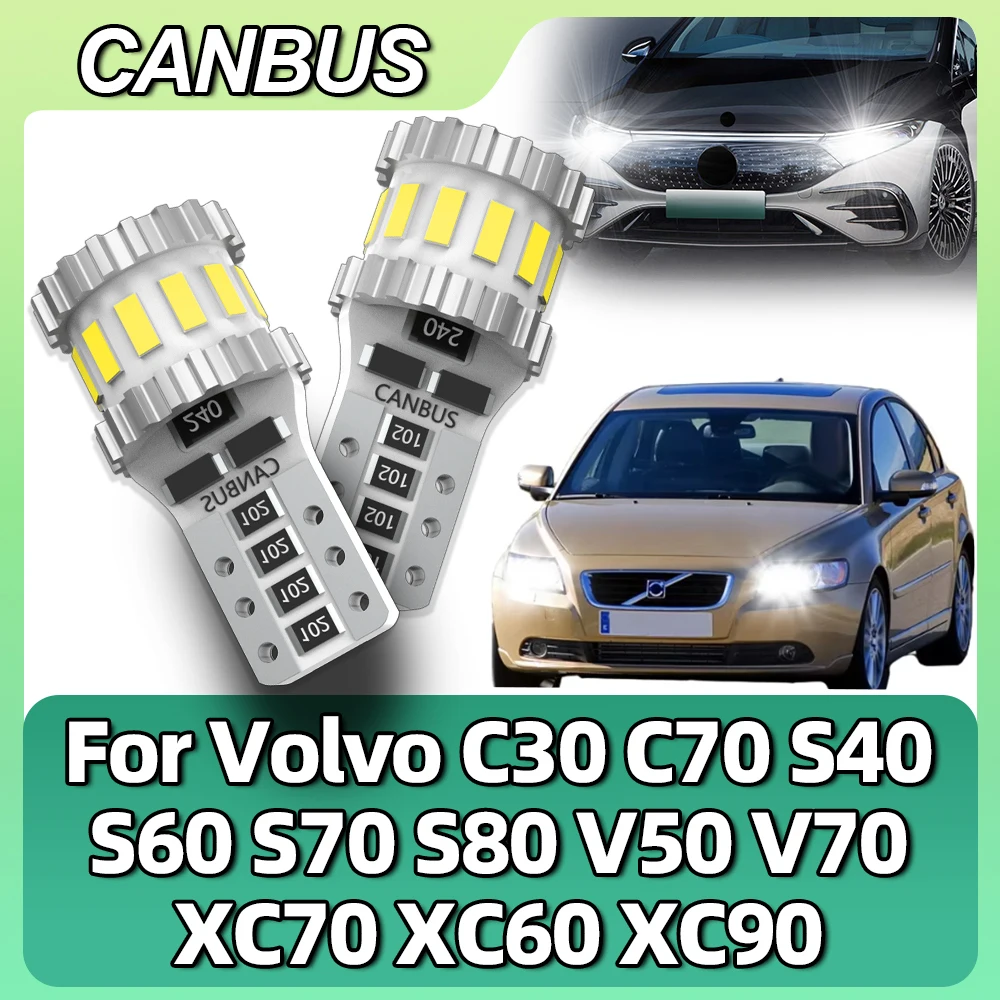 

For Volvo C30 C70 S40 S60 S70 S80 V50 V70 XC70 XC60 XC90 LED Clearance Lights Parking Lamp Bulbs W5W T10 194 2825 Canbus White