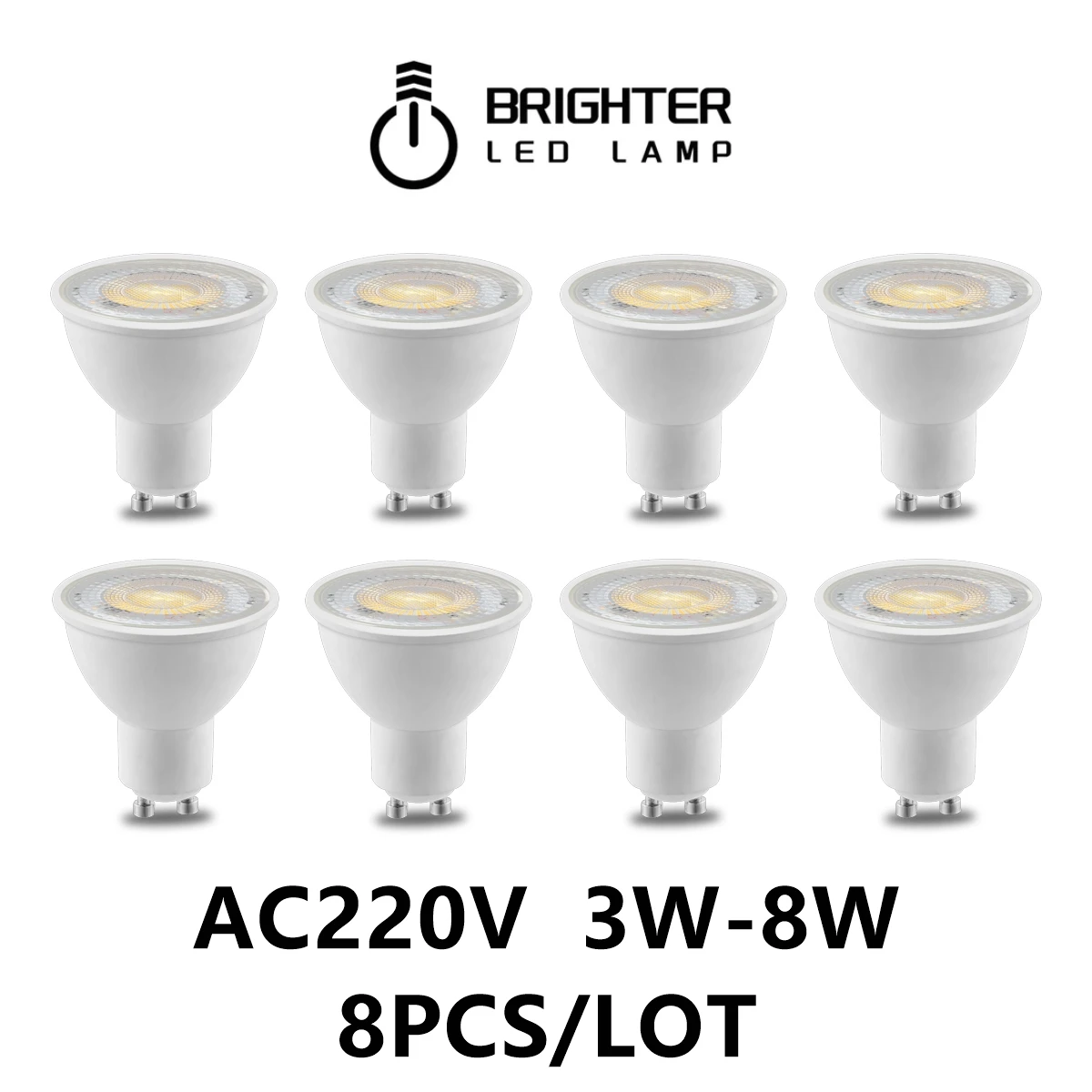 

8PCS MR16 GU5.3 LED Spotlight GU10 3W -8W AC220V Led Bulb Beam Angle 38 120 Degree for home indoor Light Bulb for Table