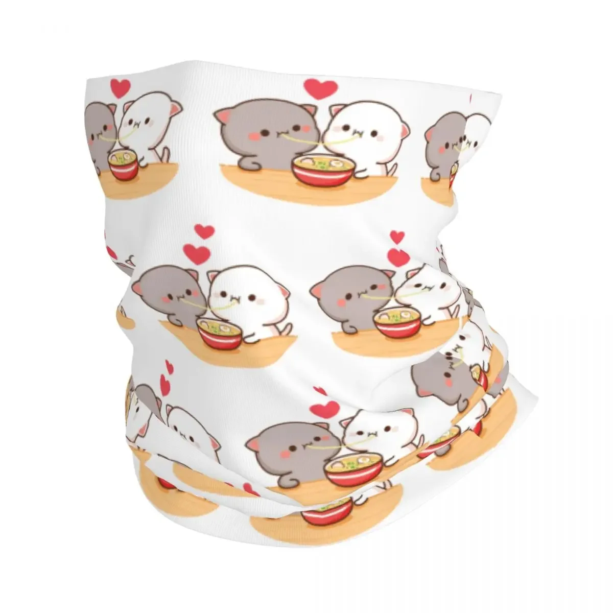 Cute Peach And Goma Bandana Neck Cover Printed Mocha Mochi Cartoon Cat Magic Scarf Cycling Scarf Riding for Men Women Adult