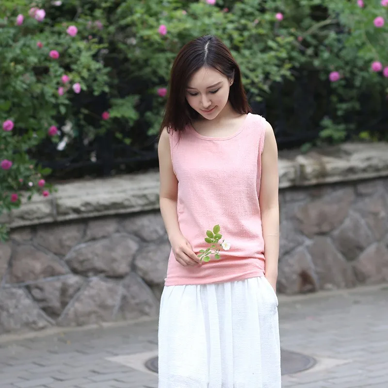 Gilet Svel da donna allentato in rayon di bambù artistico in cotone e lino Primavera Estate Nuovo Sle Home Wear Colore linea lunga