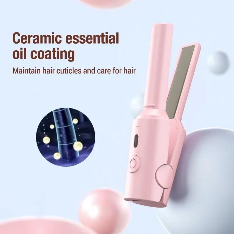 Portable Hair Straightener Mini Curling Iron Women Ceramic Straightening Styling Tools Curling and Straightened Dual-use Splint view 5