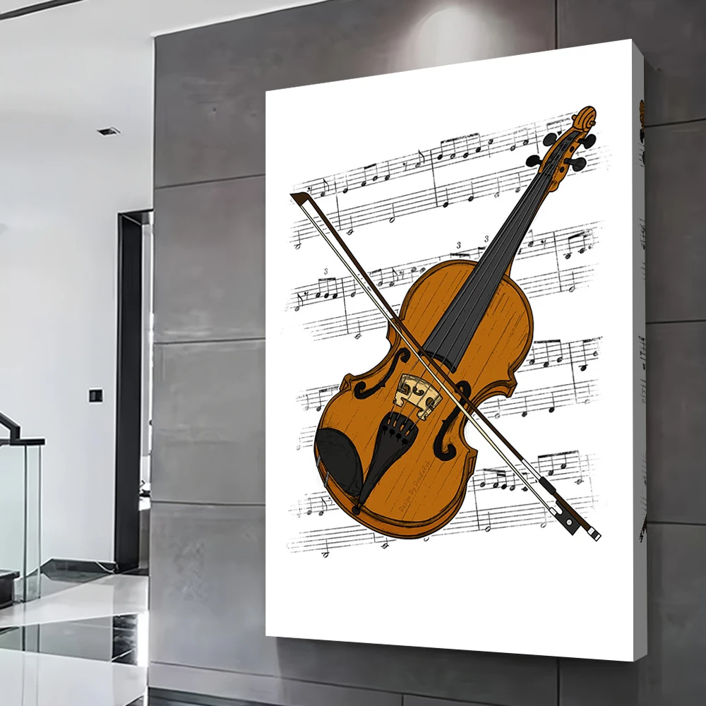 Violin Music Notation Printed Poster Customizable Pictures Wall Art Canvas Painting Gift for Decorative Paintings Room Ornaments