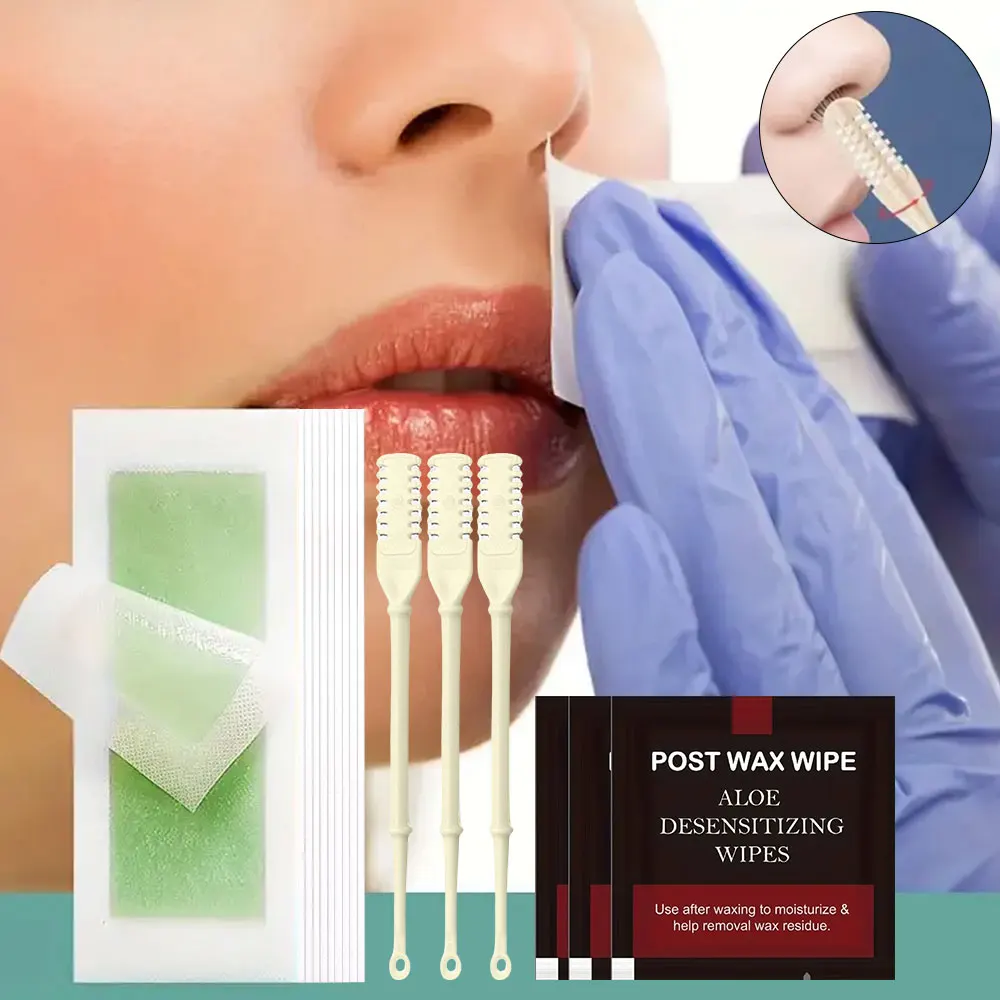 Aloe Facial Wax Strips And Double-Ended Nasal Hair Trimmer For Hair Removal Wax Paper Cold Wax Strips Paper For Beauty Tools