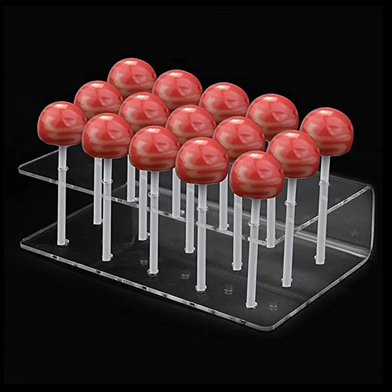 15 Holes Acrylic Lollipop Display Stand Acrylic Rectangle Shape Durable Holder Wedding Party Candy Dessert Stick Holder ﻿