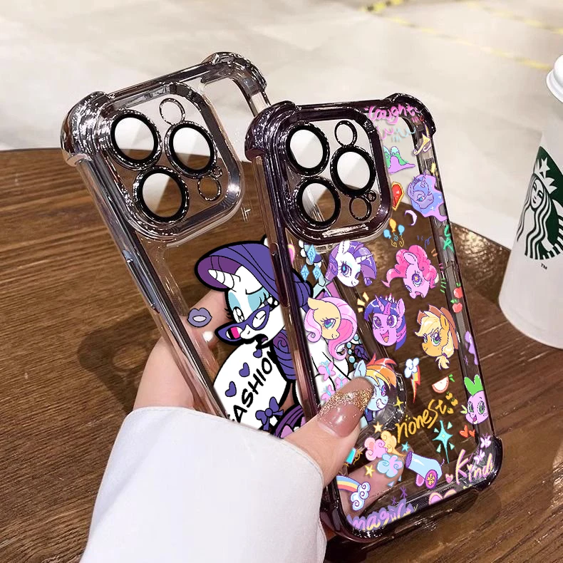 My Little Cute P-Ponys Plating Case for Oppo Realme C55 C53 C30 C35 C33 C31 C15 9 7 5 5S Pro Plus 4G 5G Anti-Fall Airabag Cover