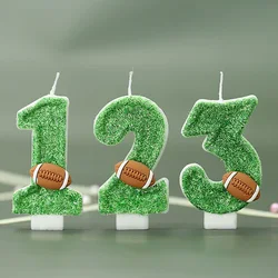 American Football Birthday Candles Cake Topper Rugby Number 0-9 Candles for Kids Rugby Enthusiasts Happy Birthday Party Decor