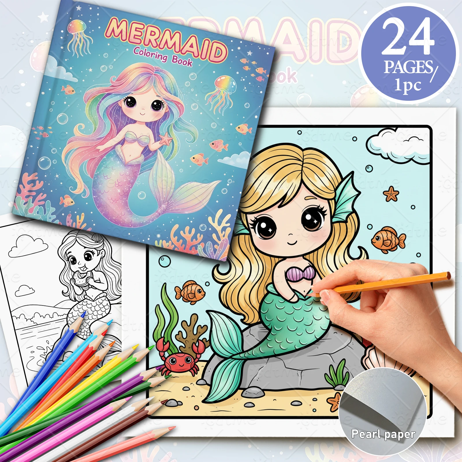 1PC MERMAID Coloring Book for Adult Featuring Bold-easy Pattern for Relaxation  Educational DIY Painting Drawing Book