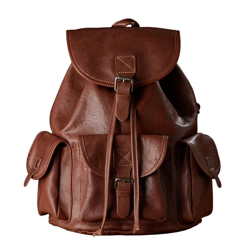 Sac à dos rétro en cuir véritable pour homme, cuir de vachette, sac d'école, grande capacité, sac à dos pour ordinateur portable, voyage, extérieur, bureau, affaires