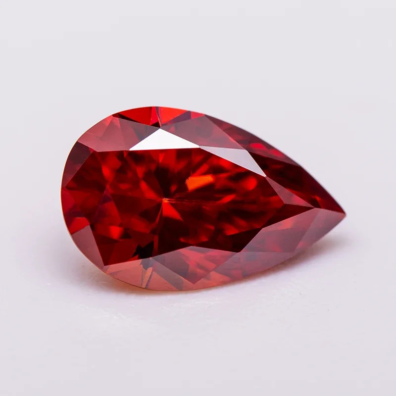 

Moissanite Stone Garnet Colour Pear Cut Lab Created Gemstone Advanced Jewelry Making Materials with GRA Certificate