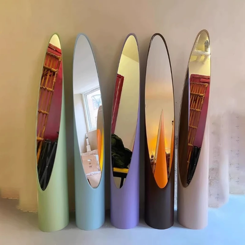 Lipstick mirror oval narrow long full-body mirror cloakroom living room full-length mirror creative retro