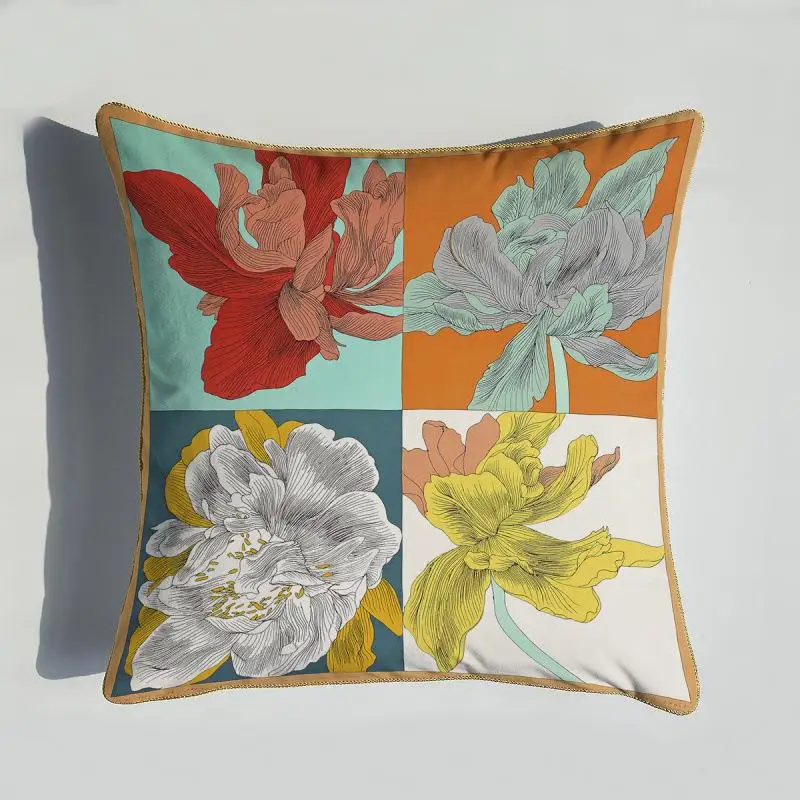  Digital Printing Pillow Orange Series Living Room Sample Room Sofa Bed Head Chair Decoration Pillow High End Style