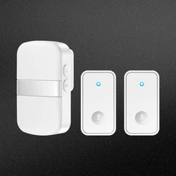 CACAZI Self-powered Wireless Doorbell No Battery required Waterproof Door bell Outdoor Kinetic Ring Chime 2 Buttons 1 Receiver