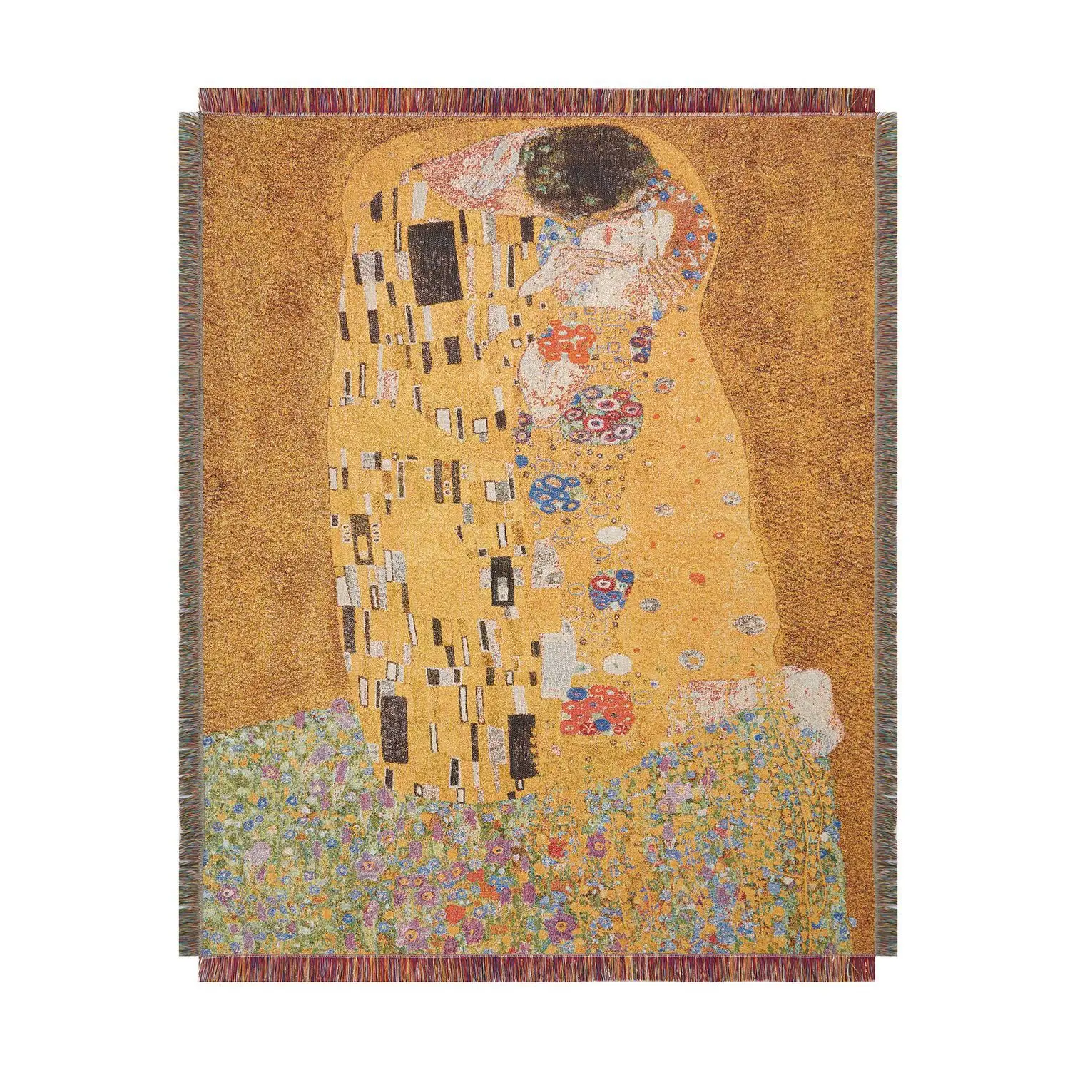 The Kiss Tapestry Gold Thread Gustav Klimt Thin Blanket Picnic Blanket Plaid Beds Comfortable Soft Blanket Picnic Blanket Bed