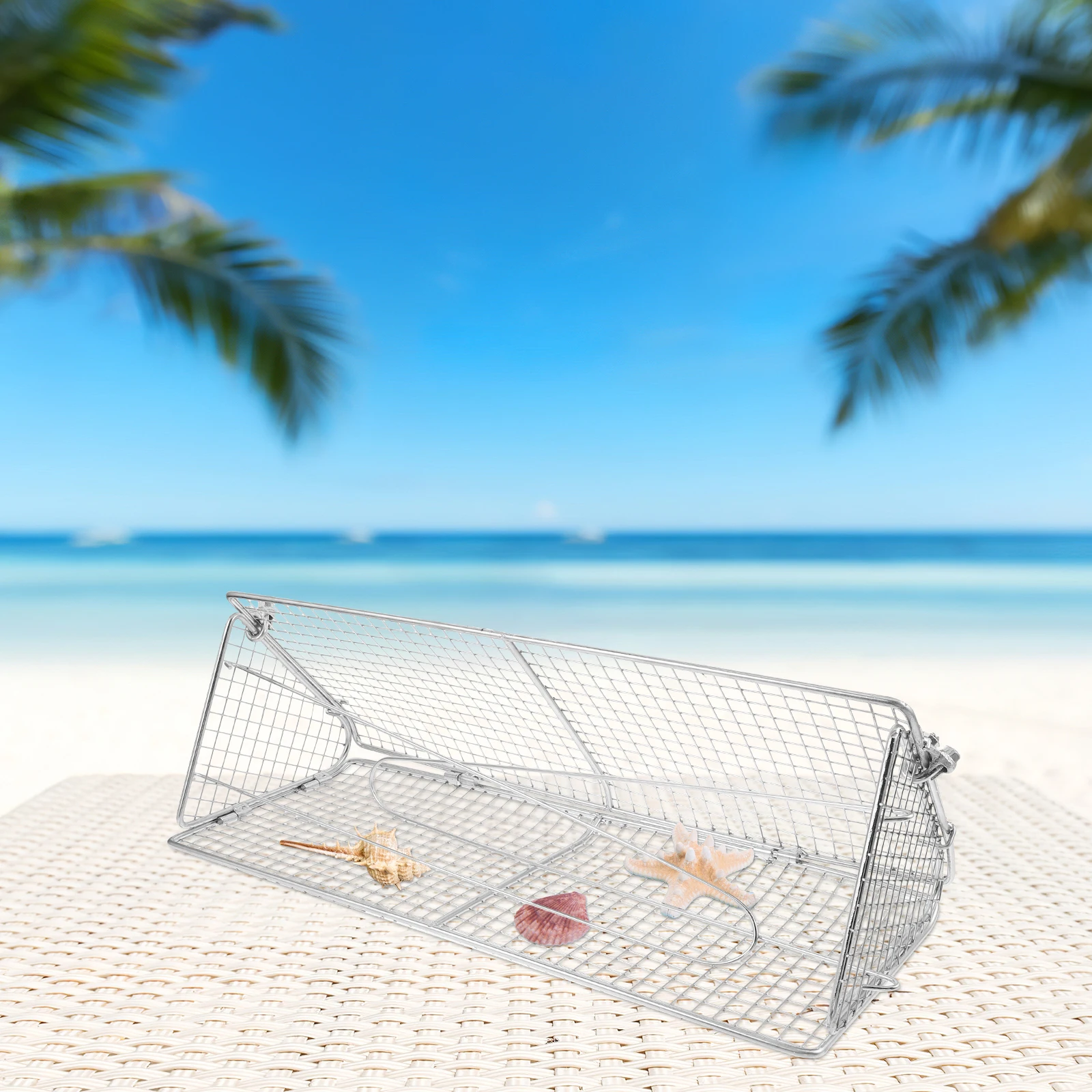

Collapsible Sand Sifter Beach Cleaning Tool Stainless Steel Wire Grid Bottom Foldable Fishing Net For Crab Lobster Shrimp Trap