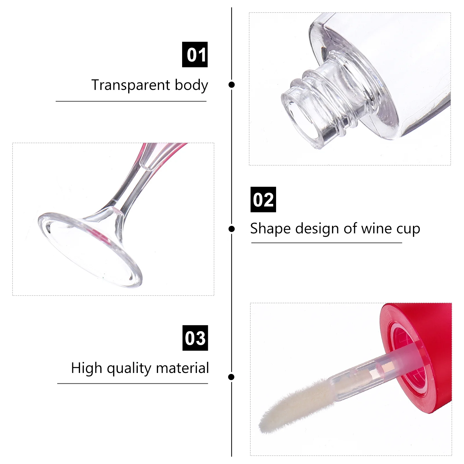 12pçs tubos de brilho labial em forma de vidro de vinho, recipientes recarregáveis, mini garrafas portáteis para bálsamo labial