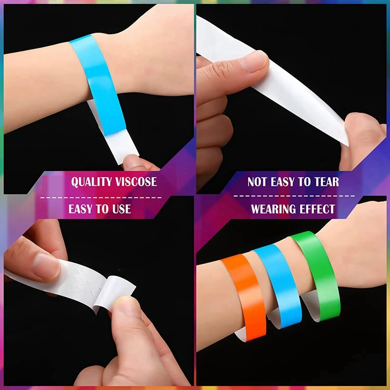 12000Pcs Waterproof Hand Bands Neon Wrist Bands For Events Concert Wristbands Adhesive Wristbands For Party