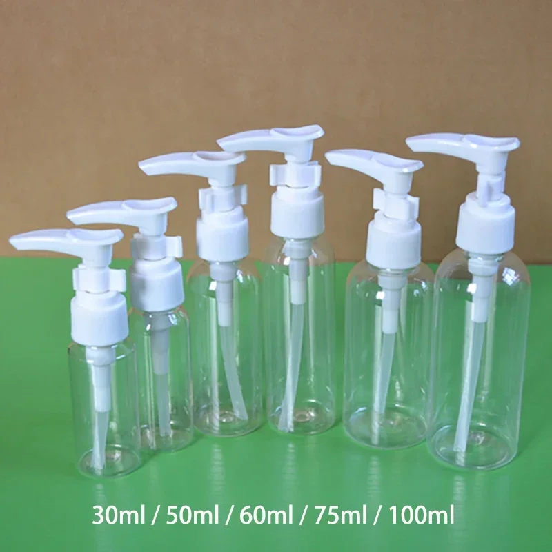 

30ml 50ml 60ml 100ml Plastic Press Pump Dispenser Refillable Bottle Shampoo Latex Cream Lotion Recoverable Bottles