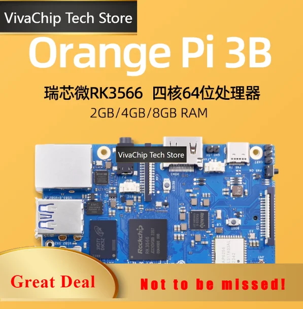 VivaCTOrange Pi 3B development board Orange Pi 3B quad-core RK3566 supports eMMC module OrangePi 3B