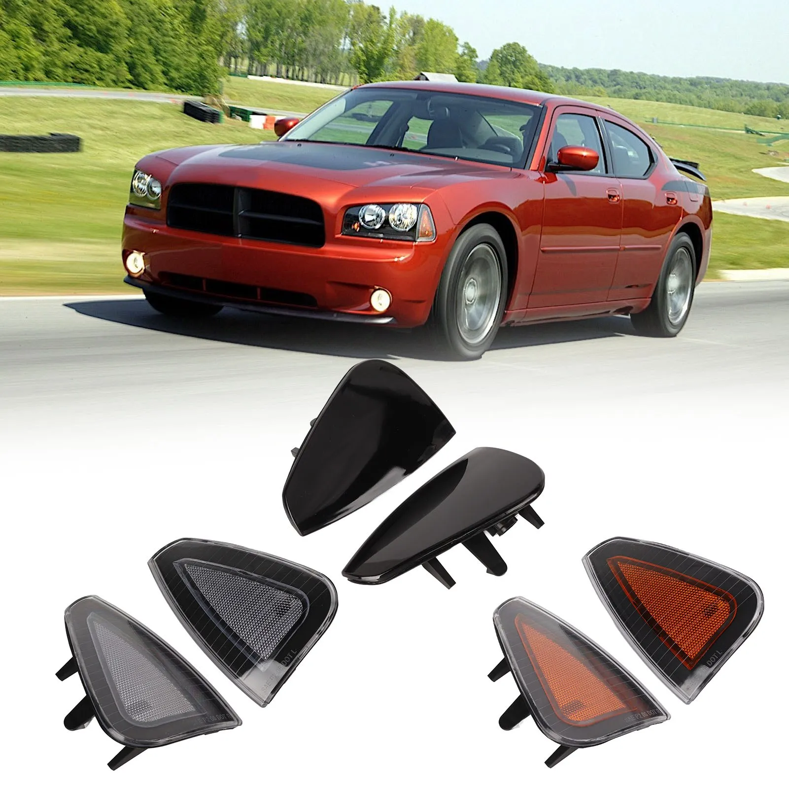 

Front Turn Light Cover 4806218AD Side Marker Lamp Cover Replacement for LX SRT8 2006‑2010 4806219AD