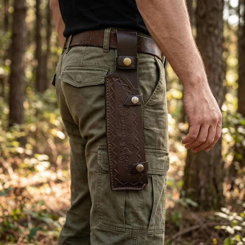 Straight Knife Sheath Fixed Blade Leather Holsters Storage Outdoor Camping Carrying Pocket Tool Accessories