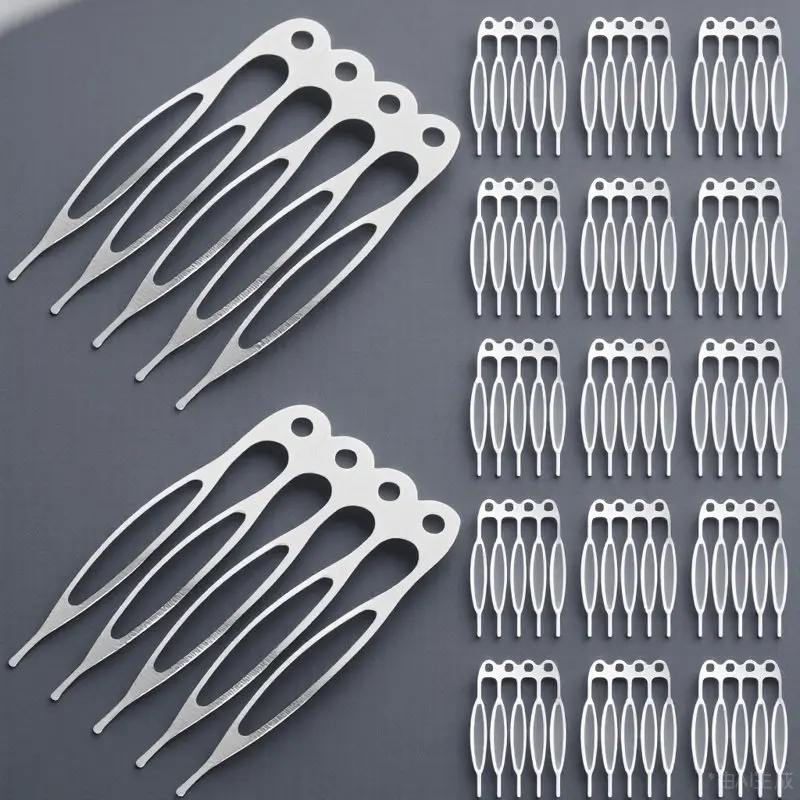 

50Pcs Hair Comb Clips for Women Sturdy Metal French Combs Easy to Use for All Hair Types Thick Curly Straight Ponytail Bun Updo