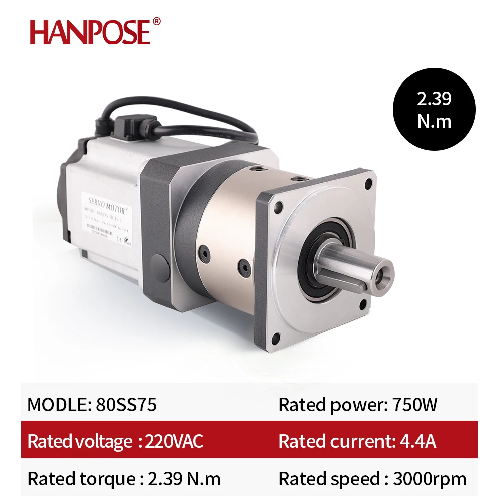 servo motor ASD275 servo drive 5.0A 2.39N.m 80SS75-HG10-1/80SS100HG High precision planetary reducer gearbox ac Servo Motor 750W