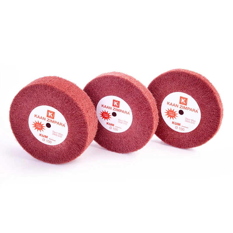 KAAN ZIMPARA Plus Red Fiber Buff Wheel 100mm Fine Matte Finishing Remove Minor Scratches for Jewelry Metal Soft Brushing