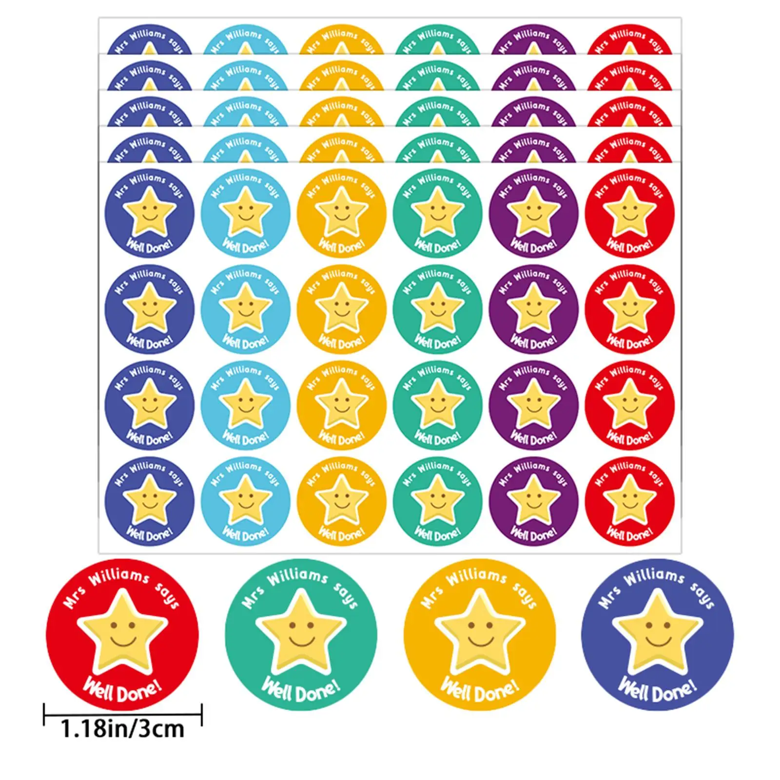 10 Sheets/Pack - 1.18In/3Cm Universal Star Element Stickers, 6 Different Colors of Star Element Encouragement Stickers, 