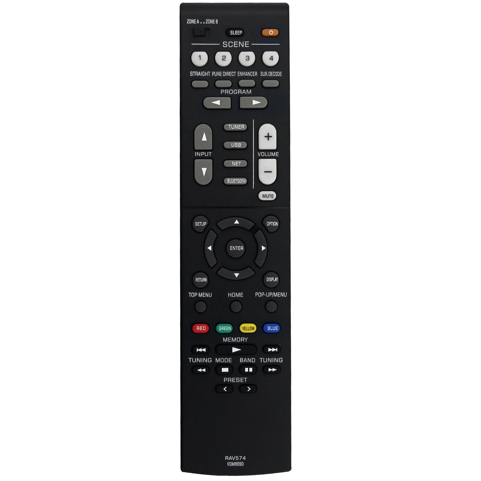 

Replace RAV574 VDM8690 Remote Control for Yamaha MusicCast Stereo AV Receiver RX-V4A RX-V4ABL