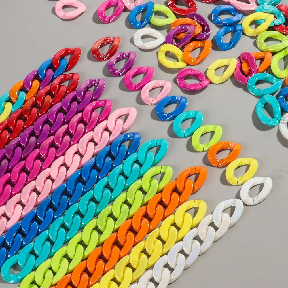 20pcs 20x30mm Acrylic Geometric Link Highlight Colorful Loose Beads for Bracelet Necklace Chain Making DIY Jewelry Accessories