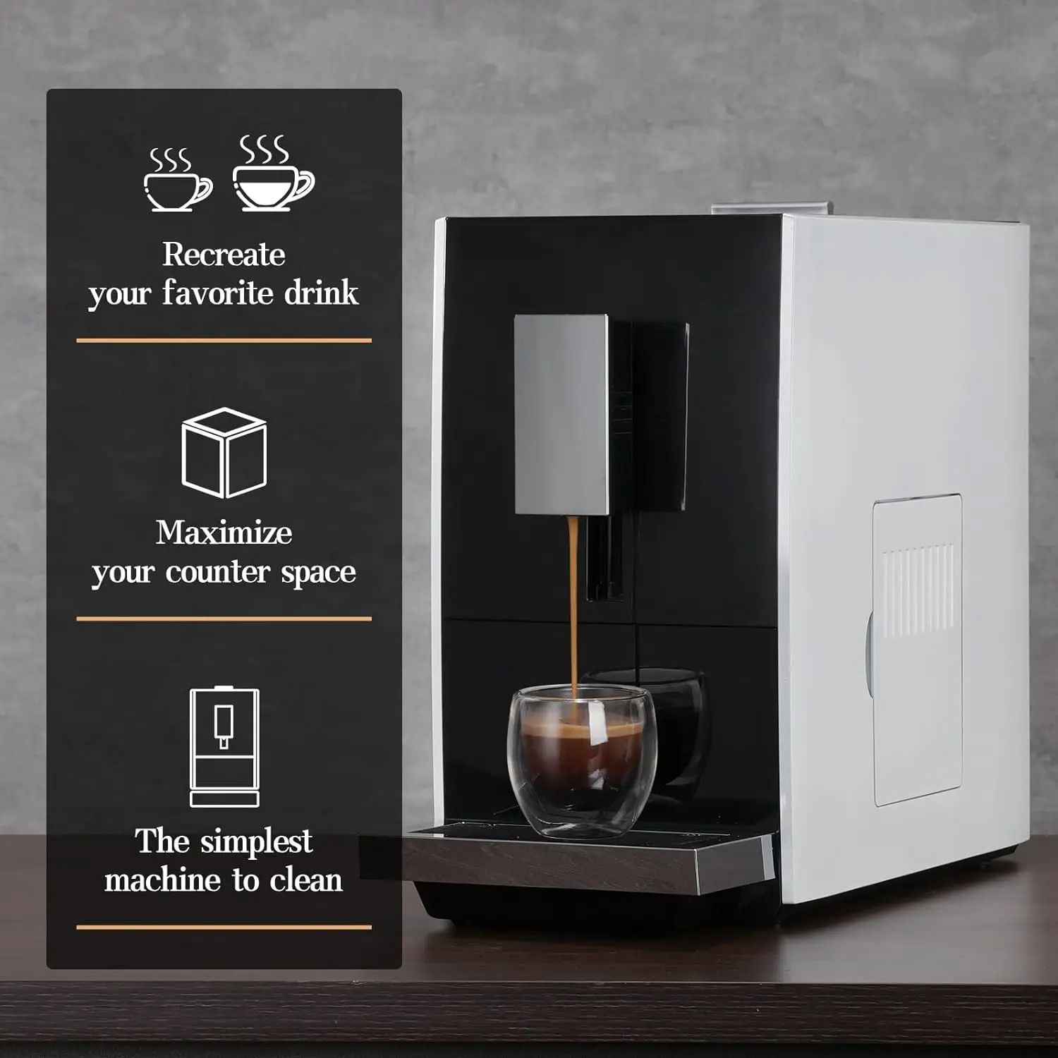 Mcilpoog-máquina de Espresso CM01-B, cafetera compacta con Molinillo, pantalla táctil, 5 sabores para el hogar y la Oficina