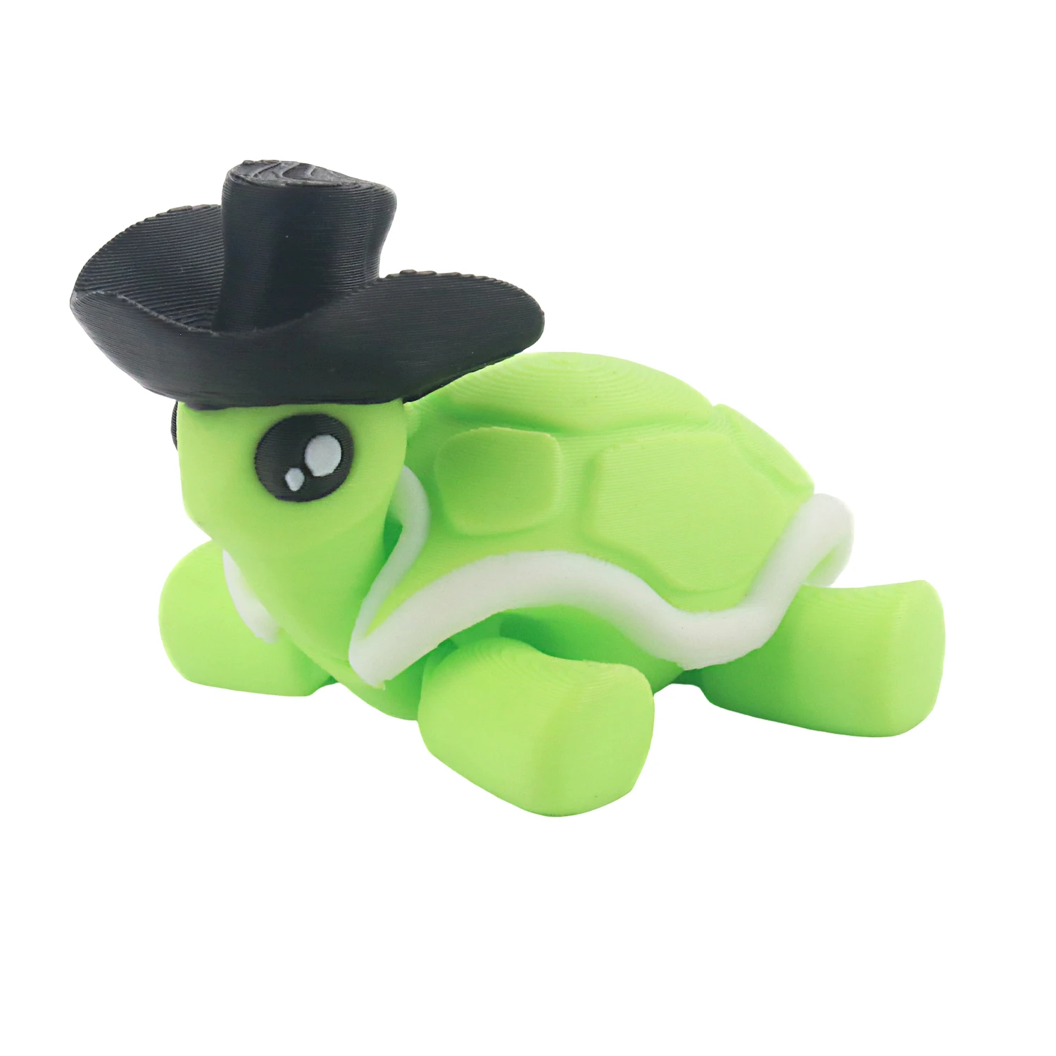 

3D printed articulated turtle statue with hat, home and office decoration, collectible miniature models, unique gift ideas