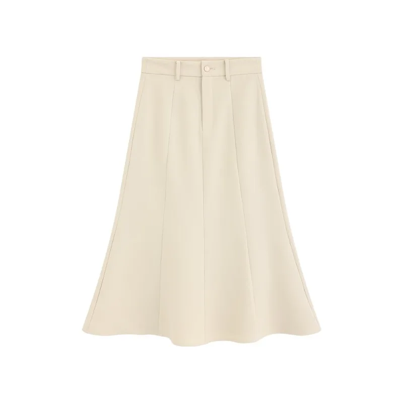 กระโปรงทรงเอเอวสูงระดับกลางสำหรับผู้หญิง ทรงเข้ารูป กระโปรงทรงเมอร์เมดบานออก  กระโปรงทรงเอแบบลำลองสำหรับฤดูใบไม้ร่วงและฤดูหนาว เหมาะสำหรับใส่ในชีวิตประจำวัน