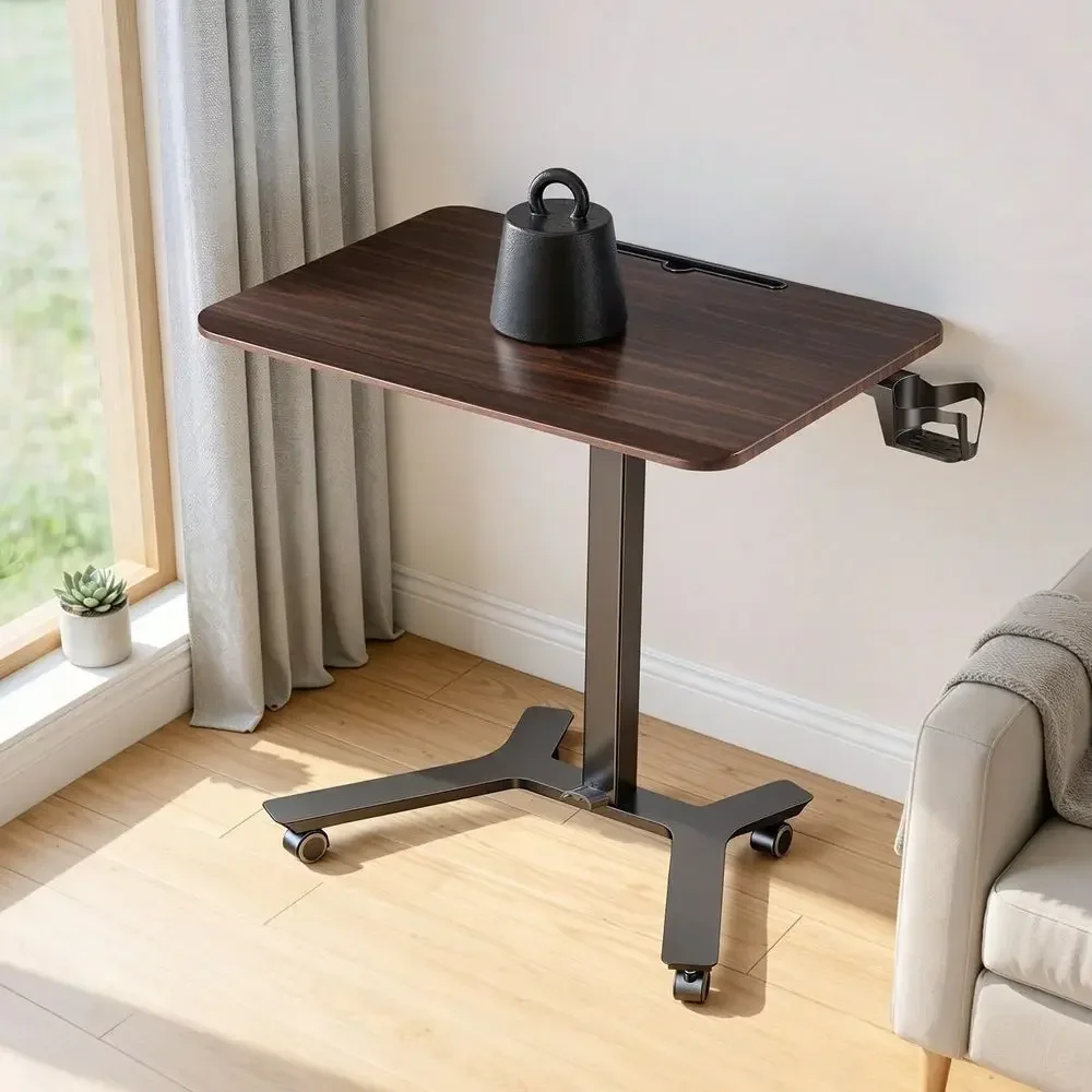 Desk, Adjustable Height Mobile Stand Up Desk W Casters, 28.2 X 20.5 In Small Computer Sit Stand Rolling Workstation W Hook, 33