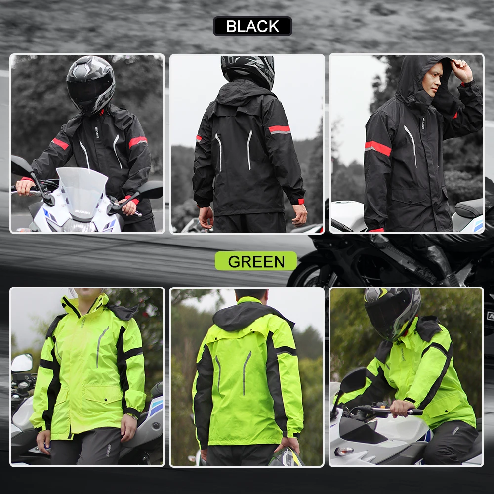 WOSAWE Motorcycle Raincoat Men Outdoor Waterproof Rainwear Shoes Cover Ultrathin Rain Coat Fishing Climbing Jacket Pants