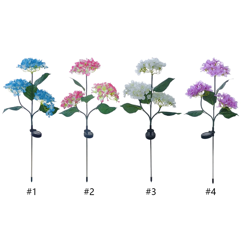 3-głowicowa hortensja Światło gruntowe Wodoodporna dioda LED Solarne dekoracyjne oświetlenie ścieżki Łatwa instalacja Zginane na dziedzińcu