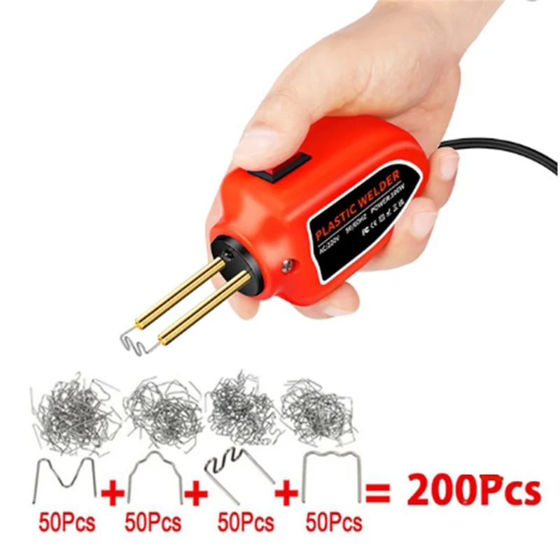 Portable Mini Hot Staplers Plastic Welding Machine Car Bumper Repair Kit Handheld Kit Auto Dents Repair EU Plug Red