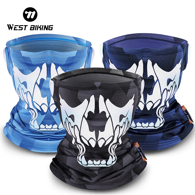 WEST BIKING Cycling Reflective Headwear AntiUV Ice Silk Buff Bandana Bicycle MTB Sport On Neck Bike Face Cover Cycling Equipment